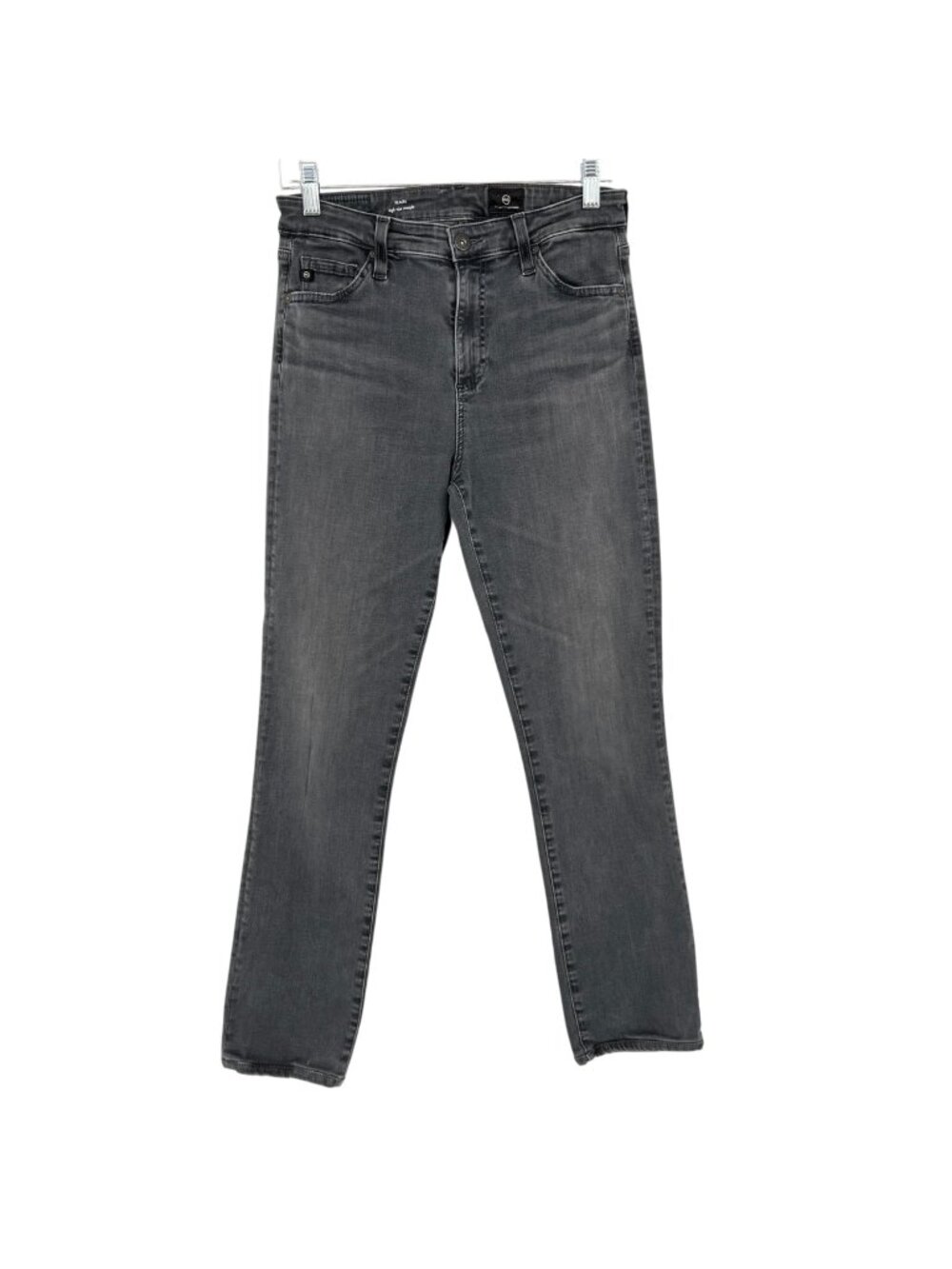 AG Mari High Rise Straight Leg Denim Jeans In Faded Black Size 28